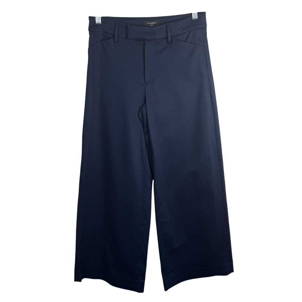 Banana Republic Navy Blue Wide Leg Pant Size 6 Flat Front